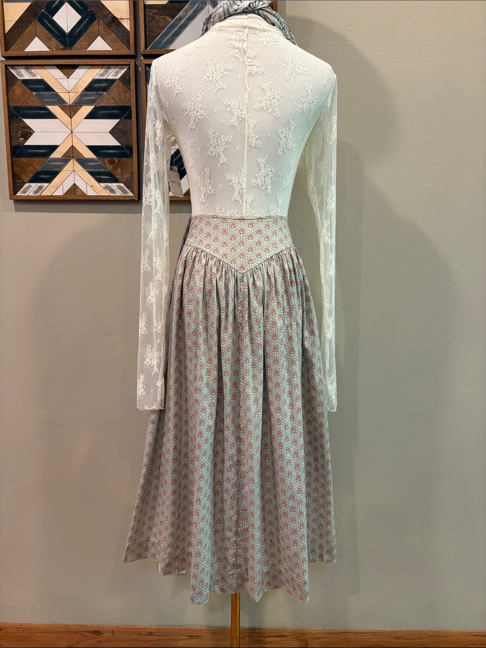 Vintage Ralph Lauren 80s Cotton Floral Prairie Midi Skirt Cottagecore size 4 - Picture 7 of 14